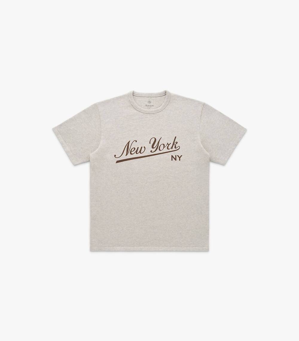 NEW KNICKERBOCKER men's big league heavyweight t-shirt in oat grey